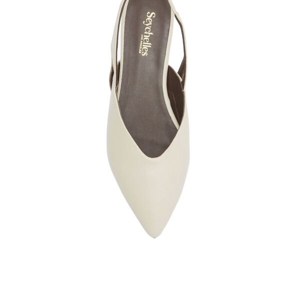 NWT Seychelles “good girl” leather sling back flat in ivory size 8 - Picture 5 of 13